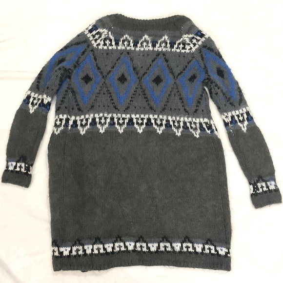 Free People Fair Isle Mohair Wool Blend Snap Button Cardigan Sweater Sz Xtra Sm - Picture 2 of 9